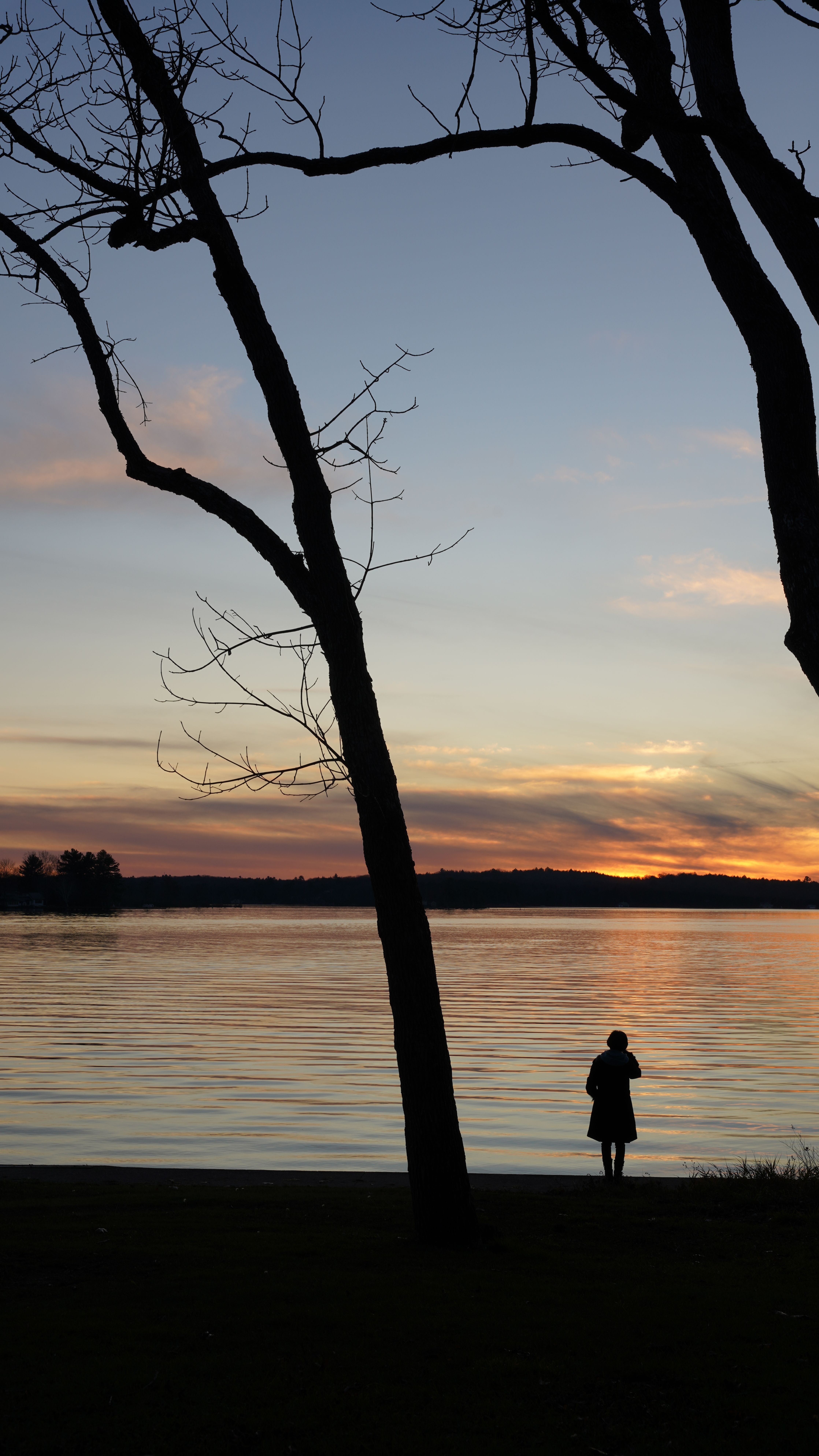 Silhouette of Person Standing Near Body of Water During Sunset · Free ...