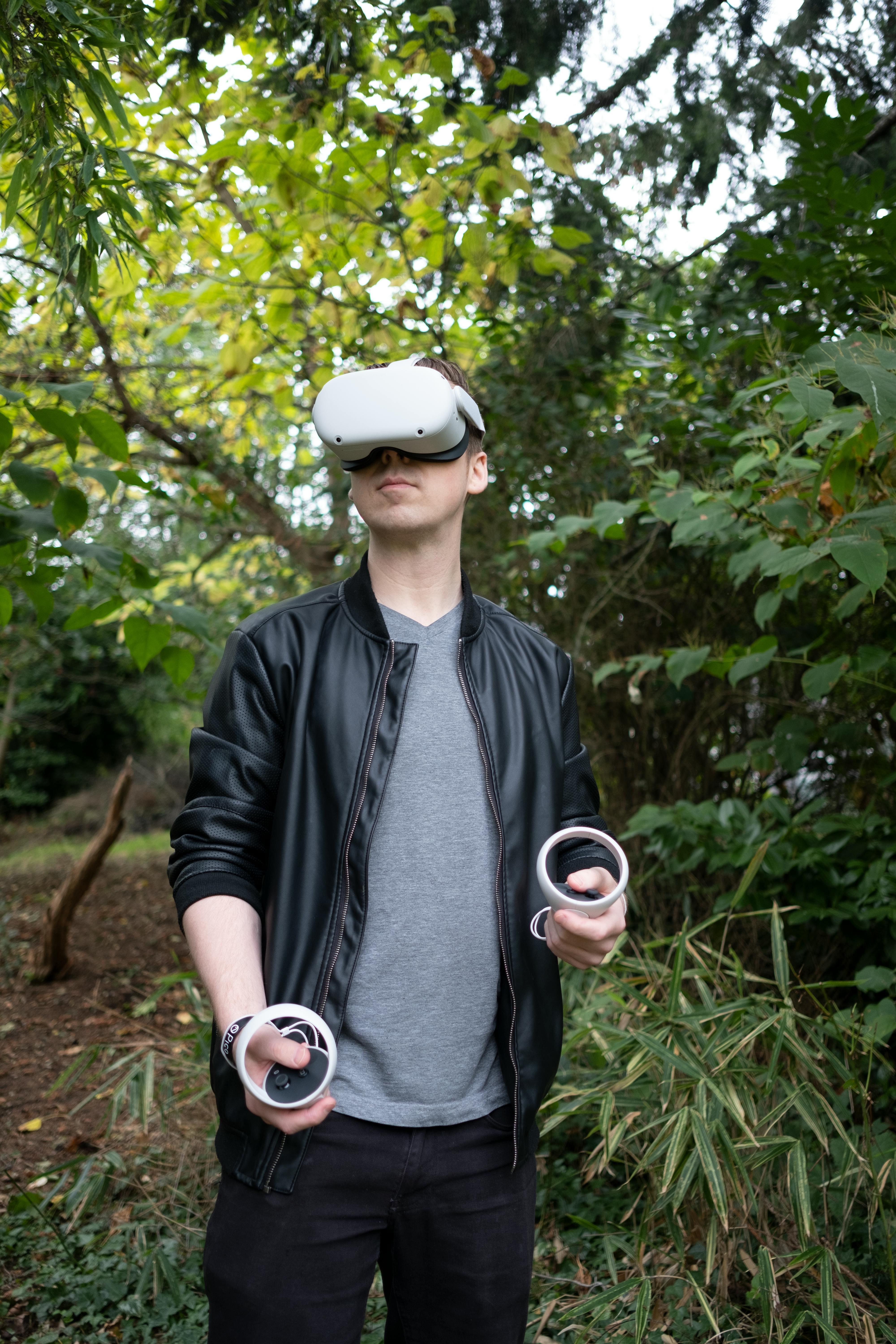 a man playing virtual reality game