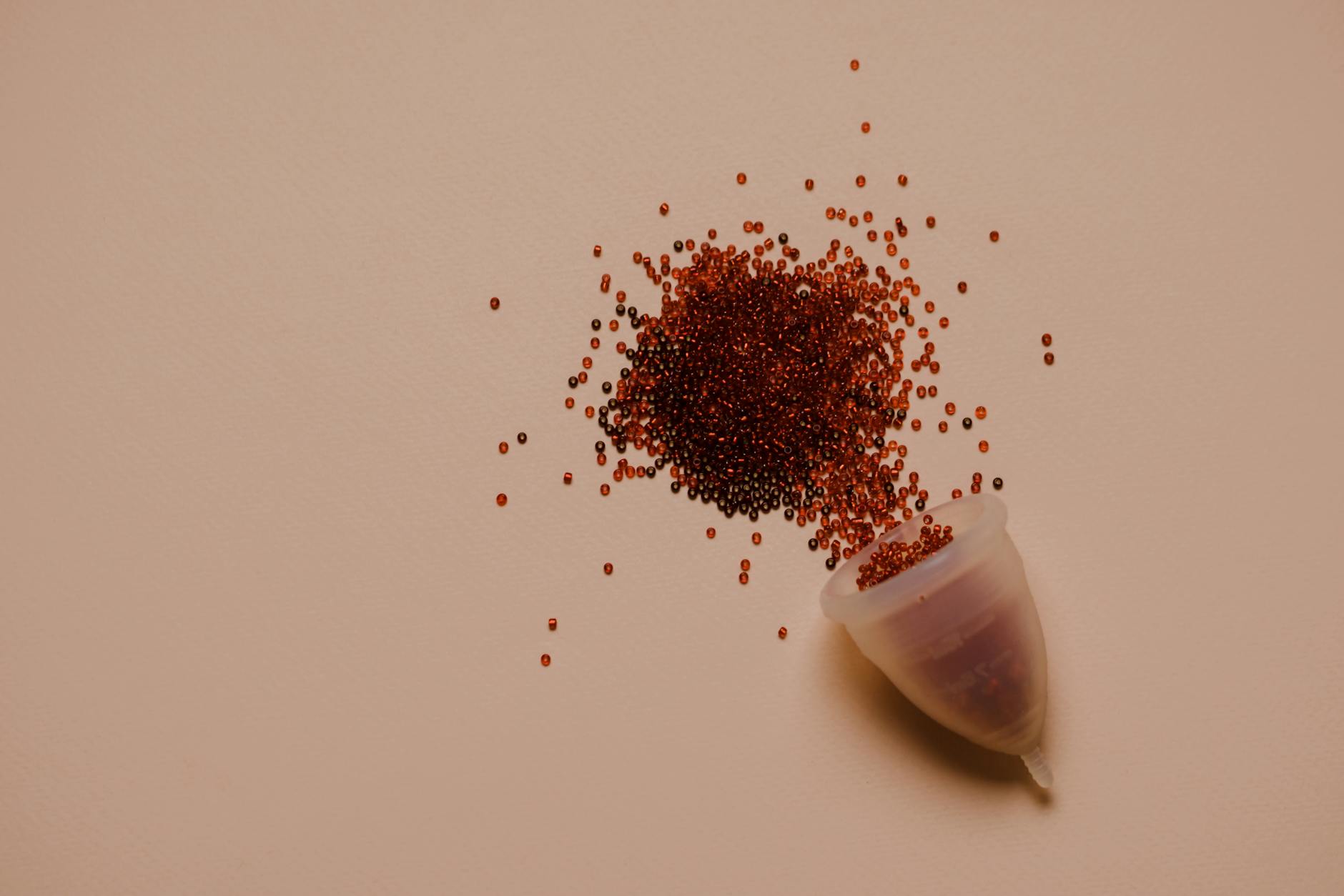 Red Balls Spilled Out of Menstrual Cup