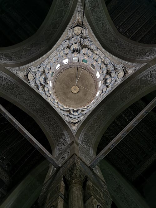 Free Low Angle View of Ceiling of Gothic Church Stock Photo