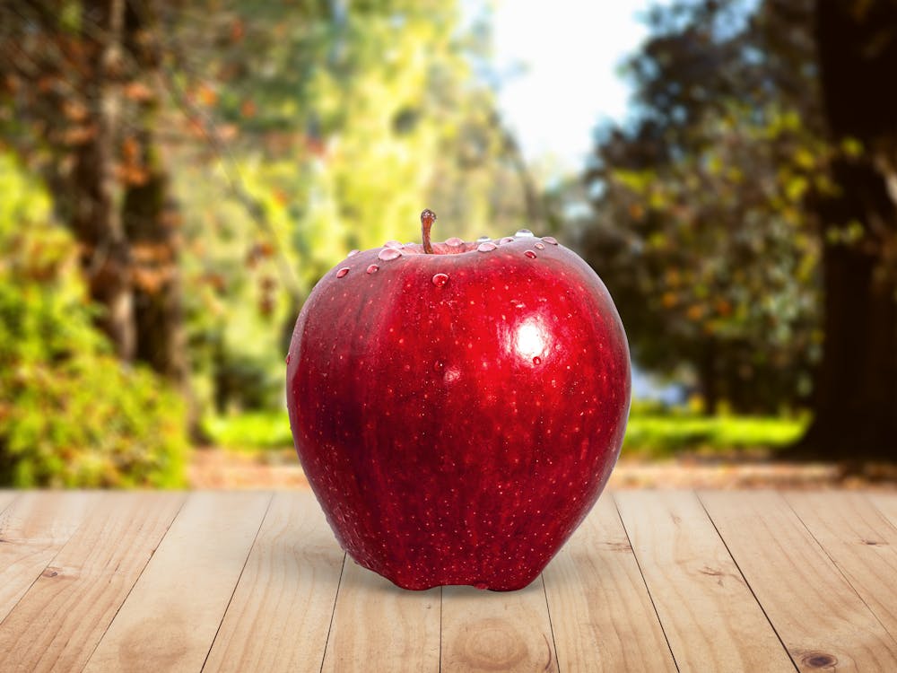 Free Red Apple Placed on Table Stock Photo