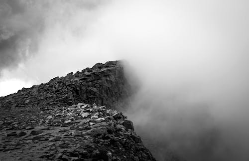 Grayscale Photo of Rocky Mountain