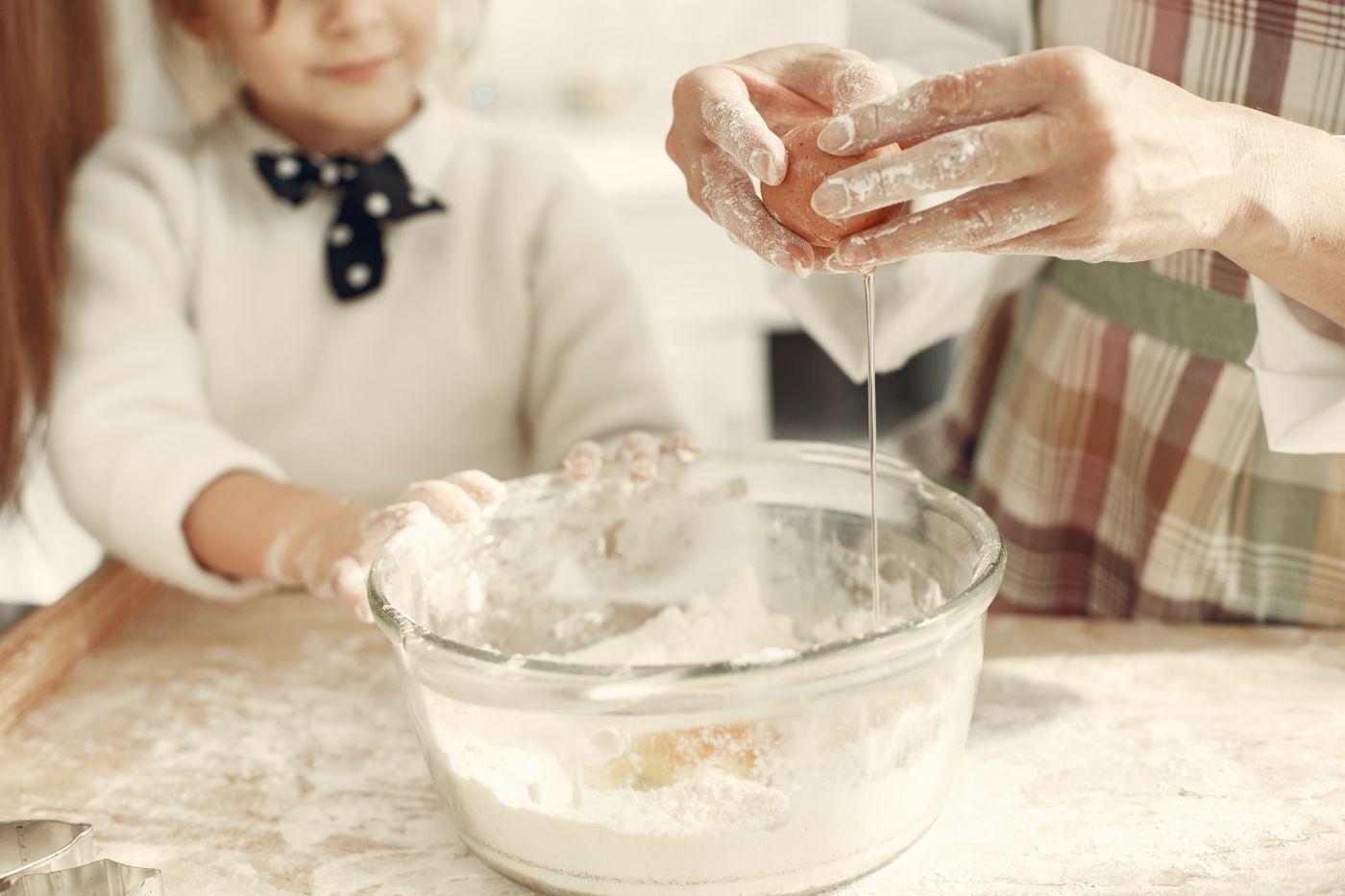 Food play making a cake