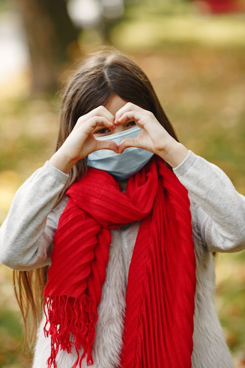 Girl In Gray Long Sleeve Shirt And Red Scarf