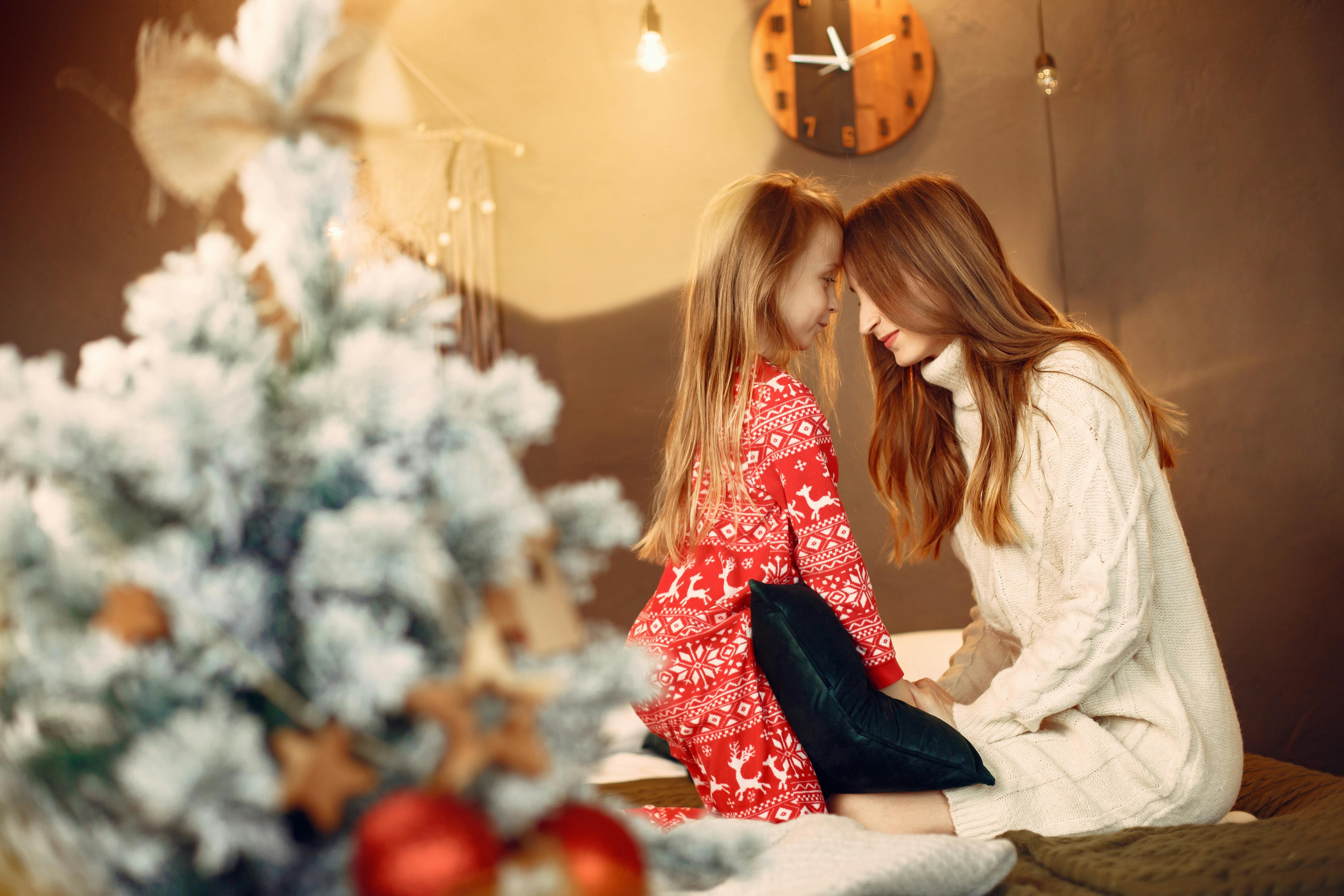 mother and daughter during christmas