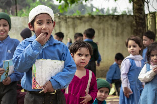 Students in school uniform outdoors