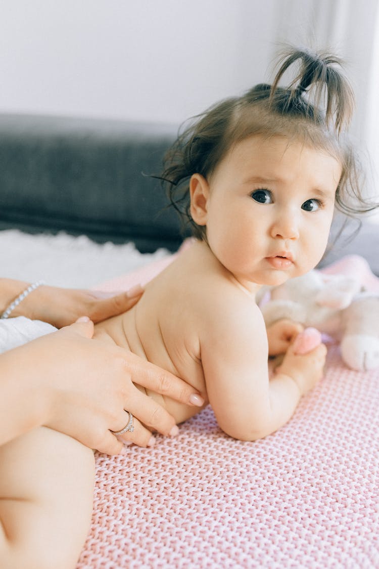 Cute Baby Getting A Massage