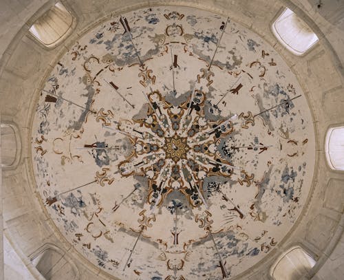 White and Brown Floral Ceiling