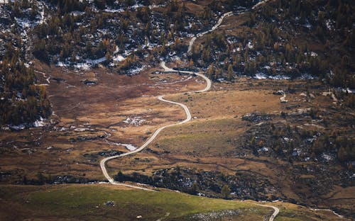 Aerial View of Road on Mountain