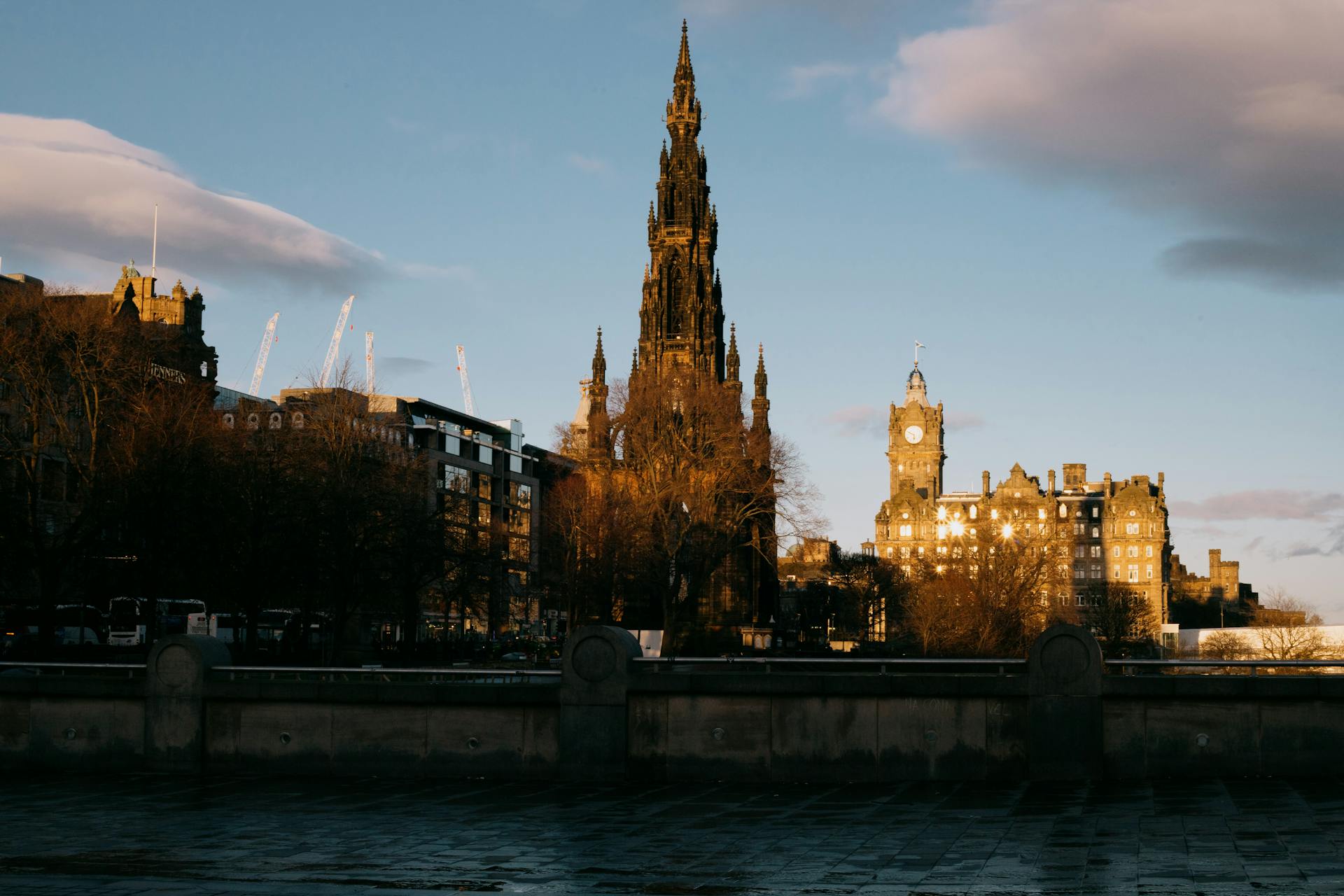 The Scott Monument Under Blue Sky in Edinburg, Scotland, United Kingdom