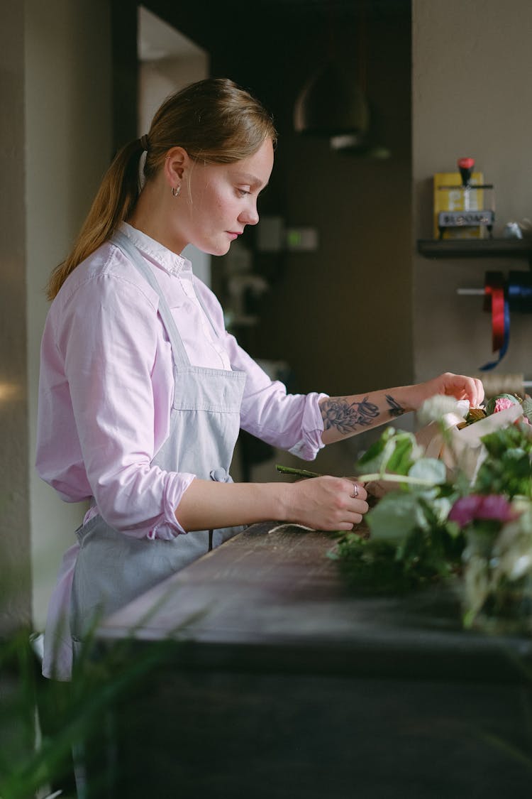 A Florist Arranging Flowers