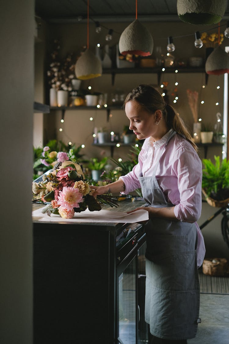 A Florist Arranging Flowers