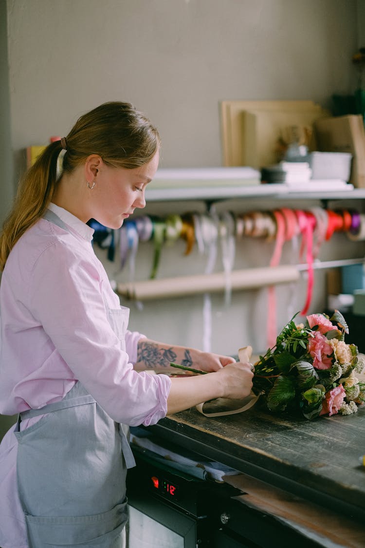 A Florist Arranging Flowers