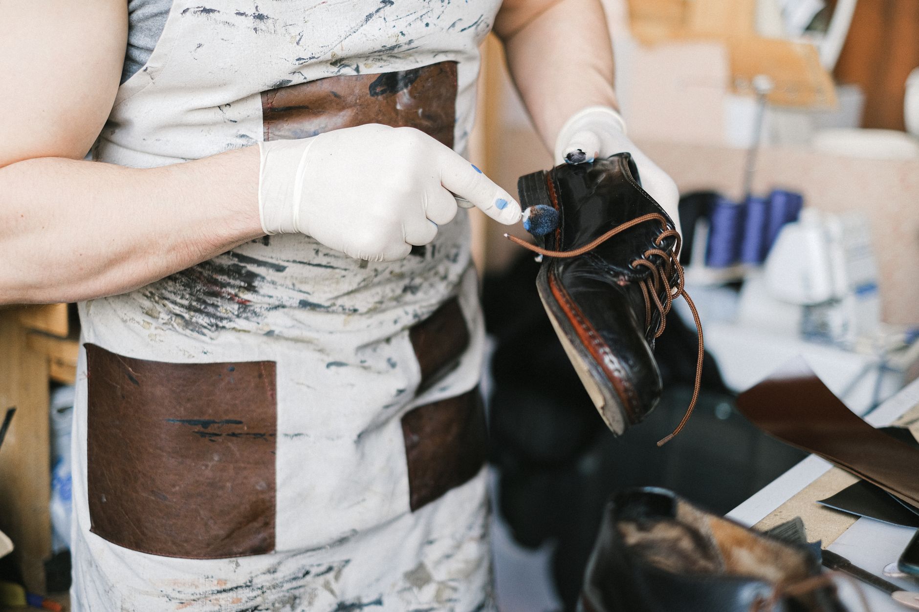 brushing leather dress shoes clean