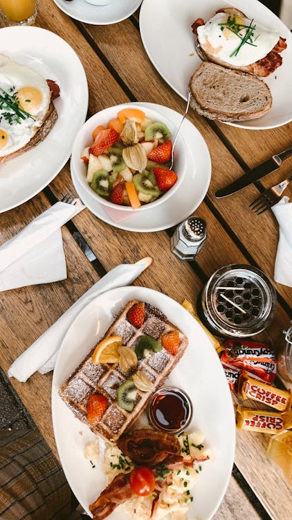 Free Delicious Healthy Meal on a Wooden Table Stock Photo