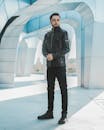 Man in Black Leather Jacket Posing