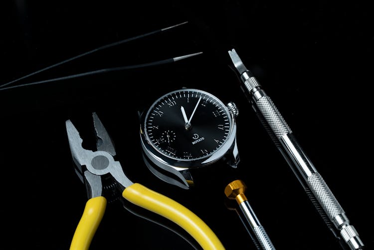 Flat Lay Photo Of Tools Of Watchmaking