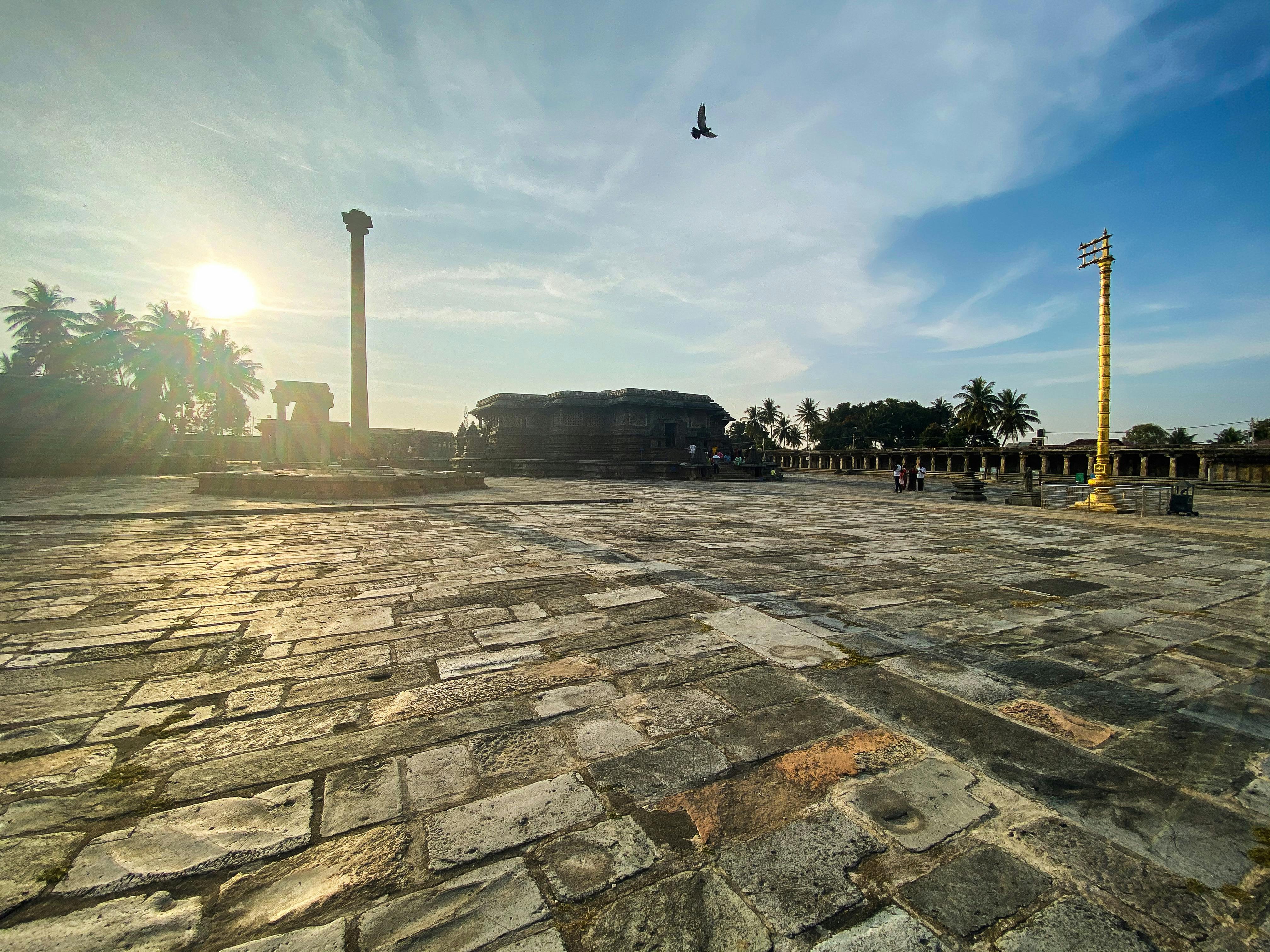 Aircraft hangar and clouds