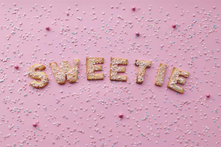 Flat Lay Of Letter Shaped Cookies