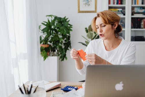 Free Woman Managing Budget Working on Computer Stock Photo