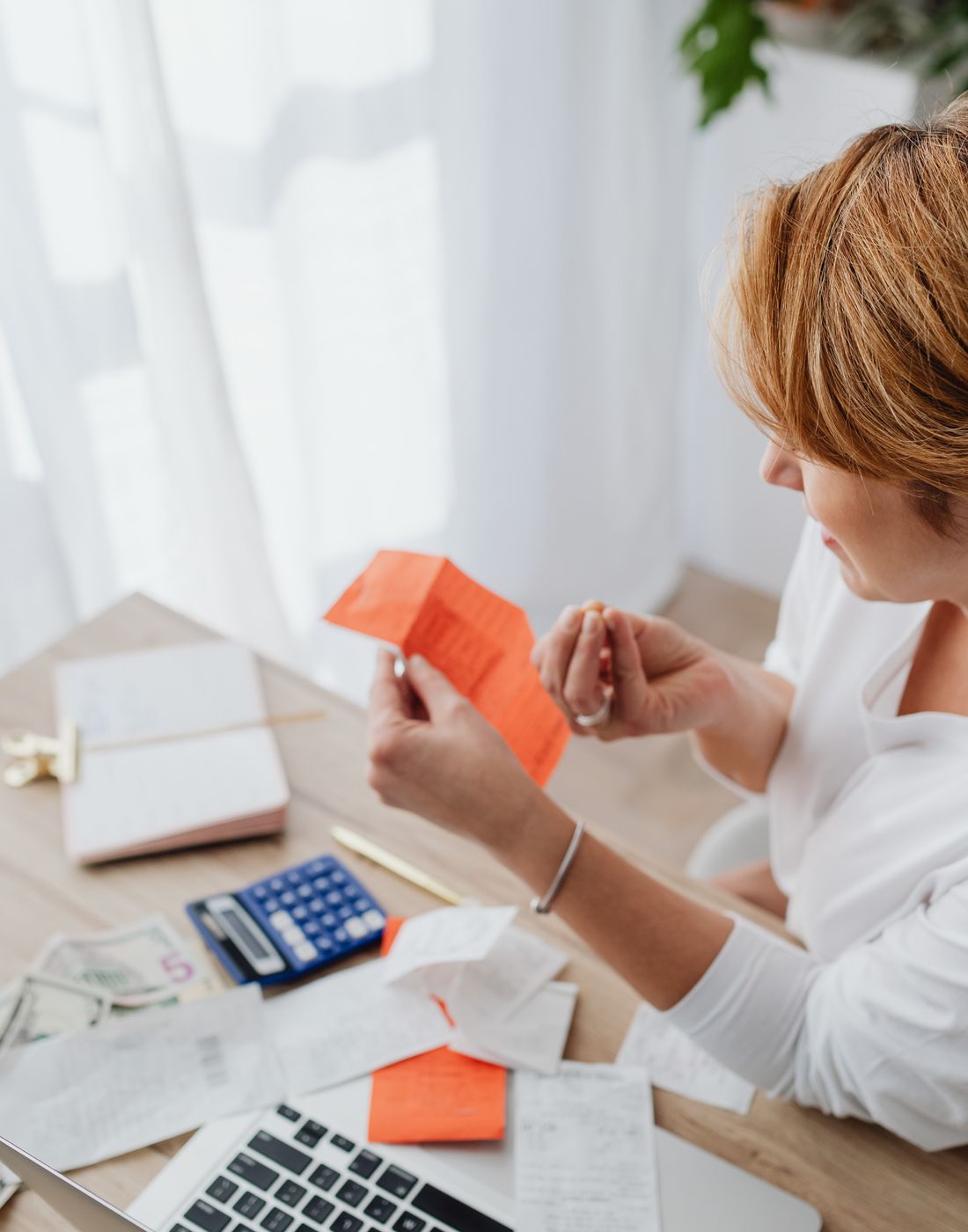 Organizing bills and comparing loan options at home