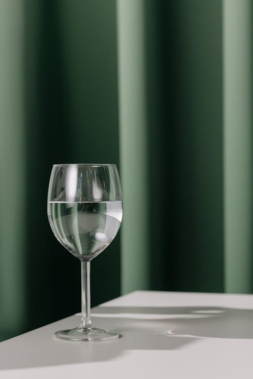 Clear Wine Glass with Water 