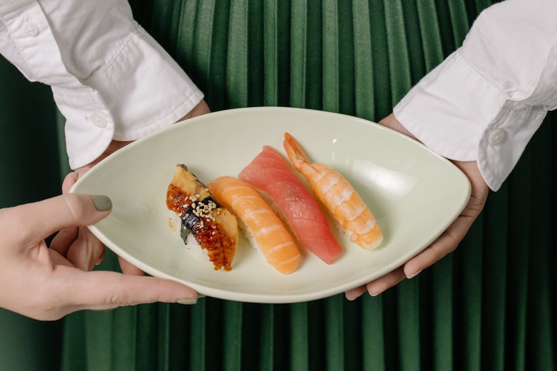 Free Sushi on Ceramic Plate Stock Photo