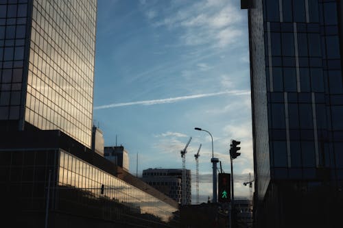 Modern Buildings on City Street