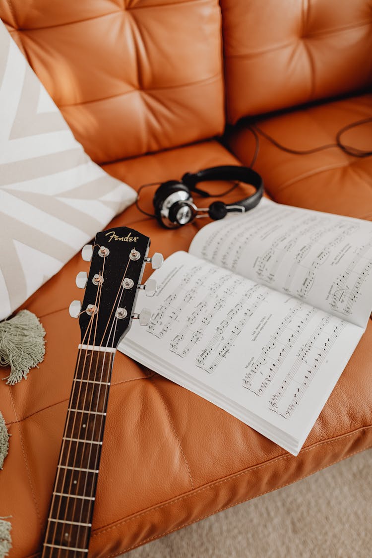 Guitar Music Notes On Sofa