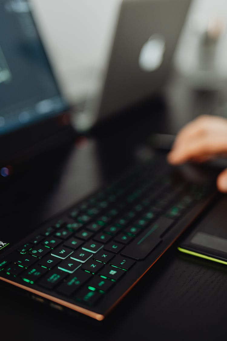 Close Up Shot Of Keyboard Laptop