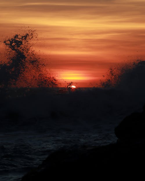 คลังภาพถ่ายฟรี ของ ชายหาด, ตะวันลับฟ้า, พระอาทิตย์ตกที่ชายหาด