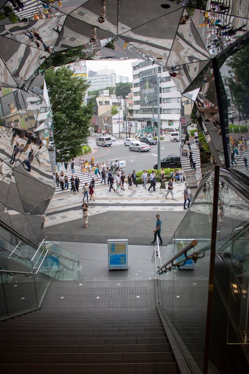 Tunnel with Glass Panels on Ceiling in Japan, Tokyo