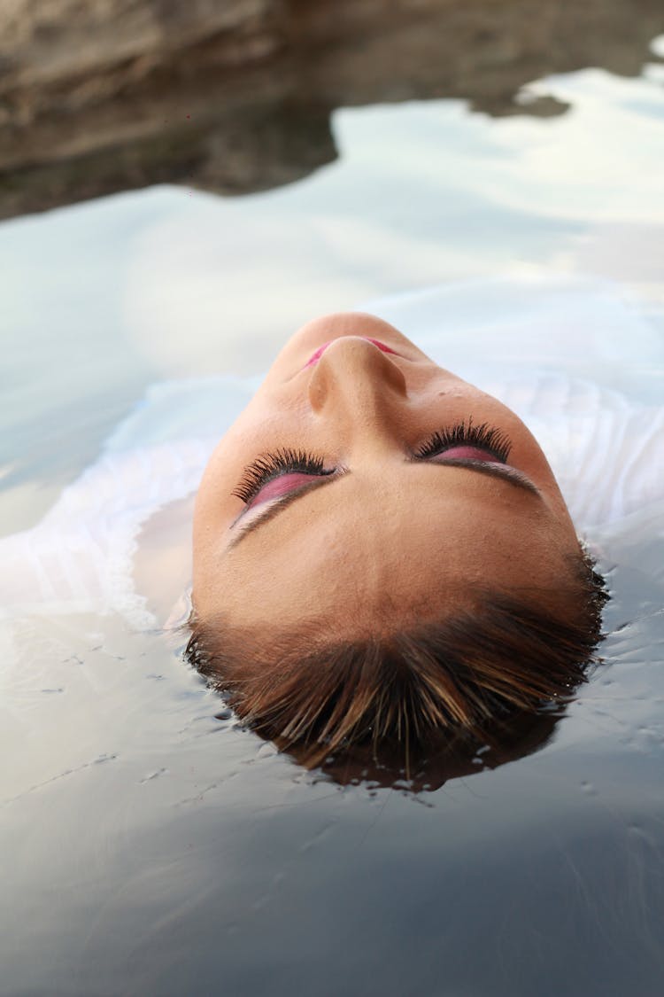 Close-up Of Woman Head In Water