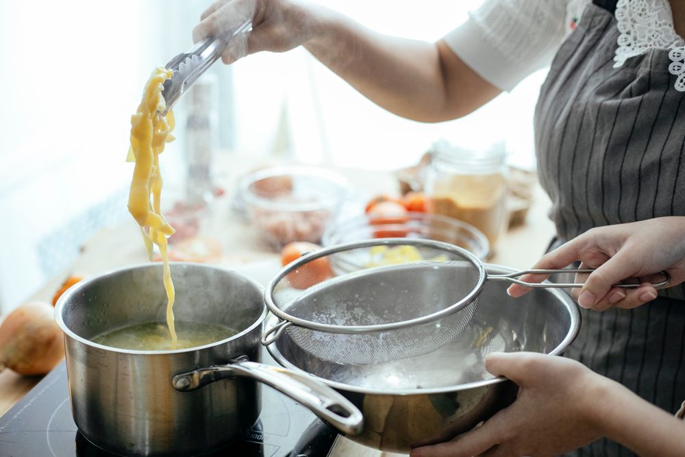 Cooking preparation in a kitchen