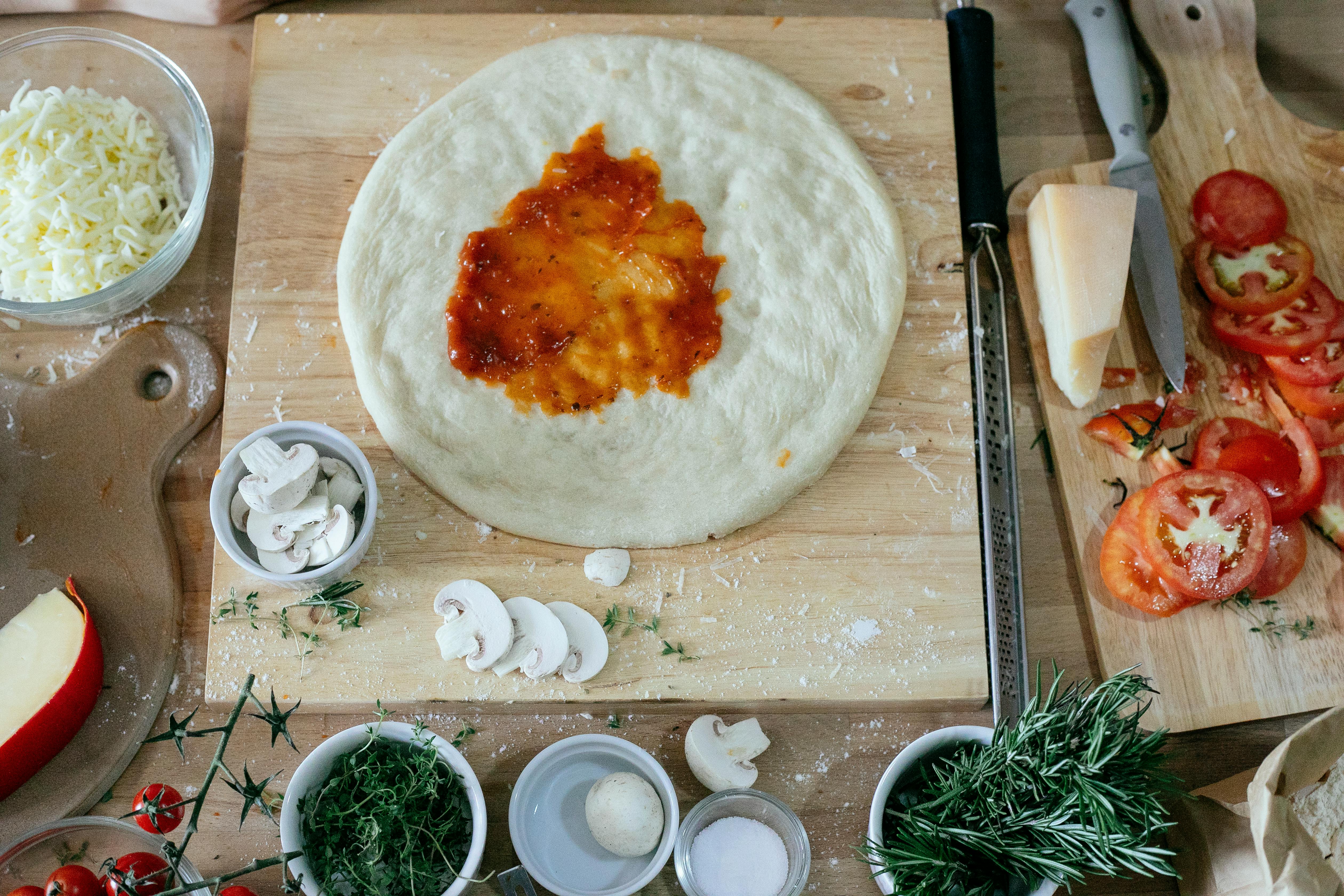 ingredients for cooking italian pizza