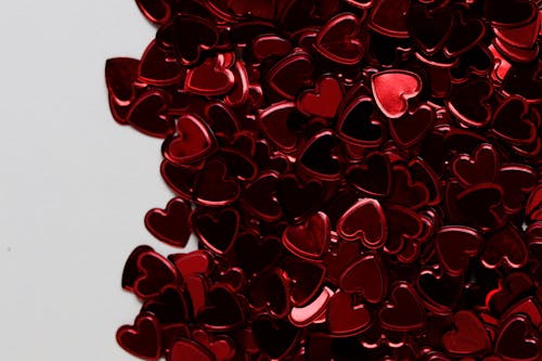 Red Heart Shaped Decors on White Surface