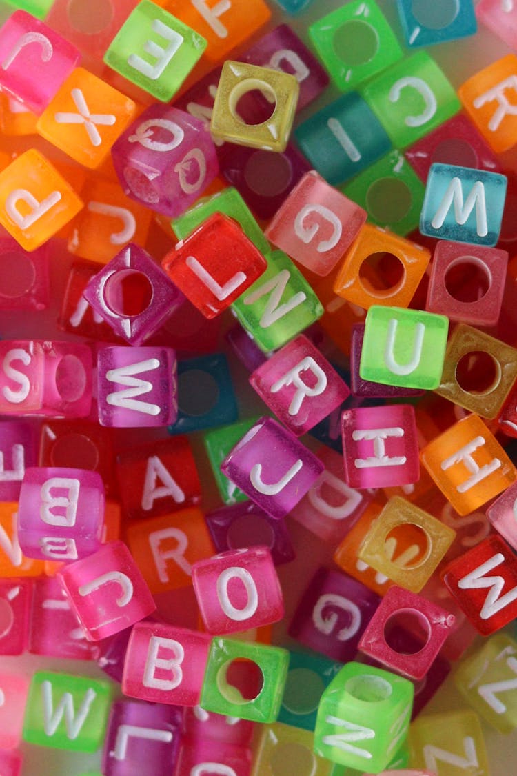 Colorful Cube Beads With Letters