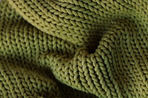 Green Knit Textile In Close Up Photography