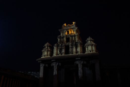 Majestic exterior of old grand stone Reichstag edifice in Gothic style at dark night
