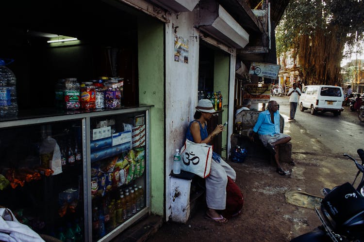 Asian People On Street In Poor City District