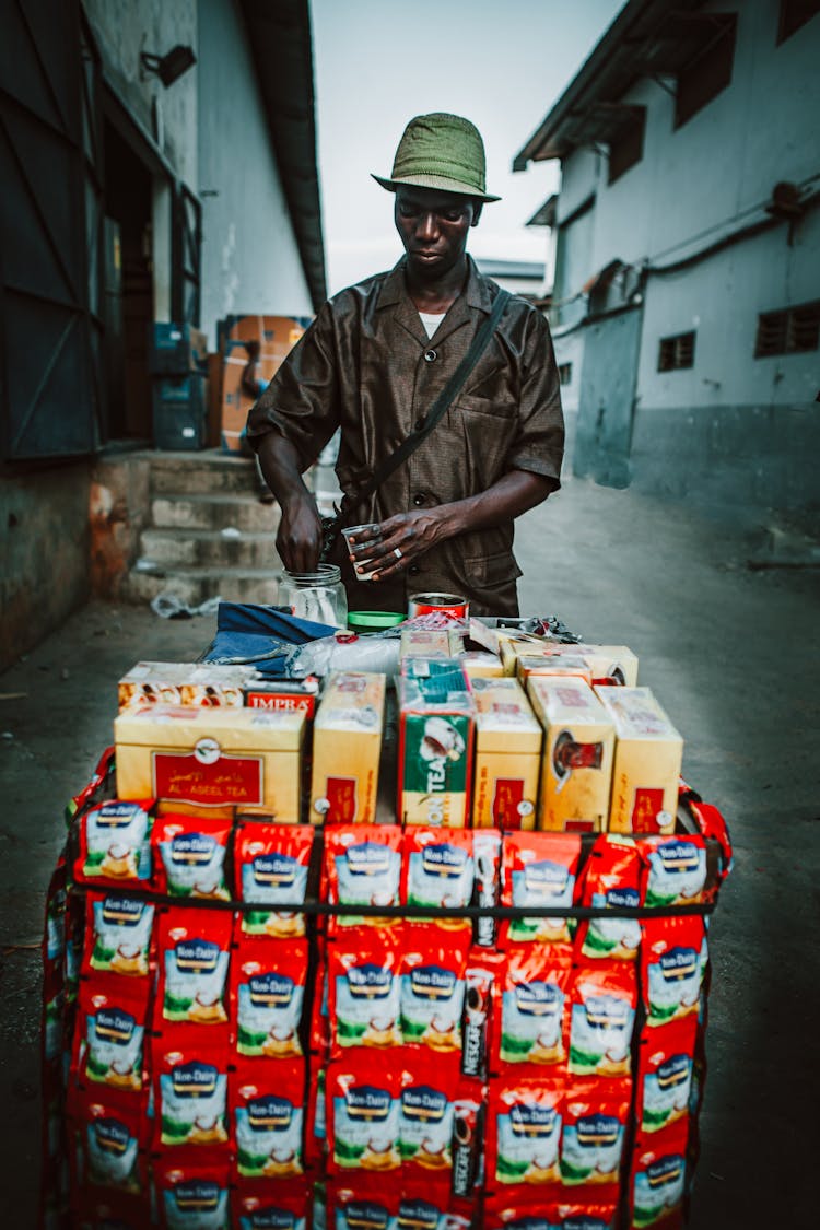 Man Selling Coffee On The Cart