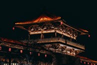 Illuminated Temple during Night Time