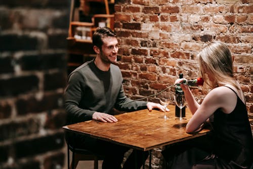 Couple enjoying romantic date in restaurant