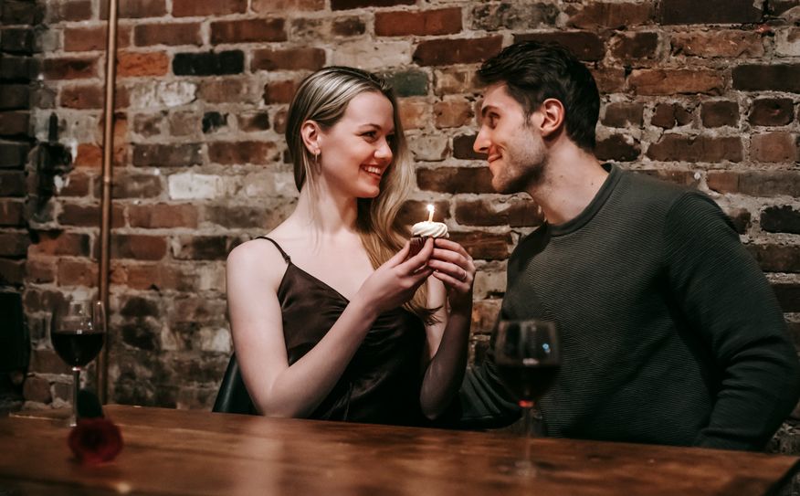 couple smiling together on senior dating site