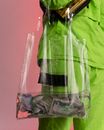 Green and Black Textile in Clear Plastic Pack