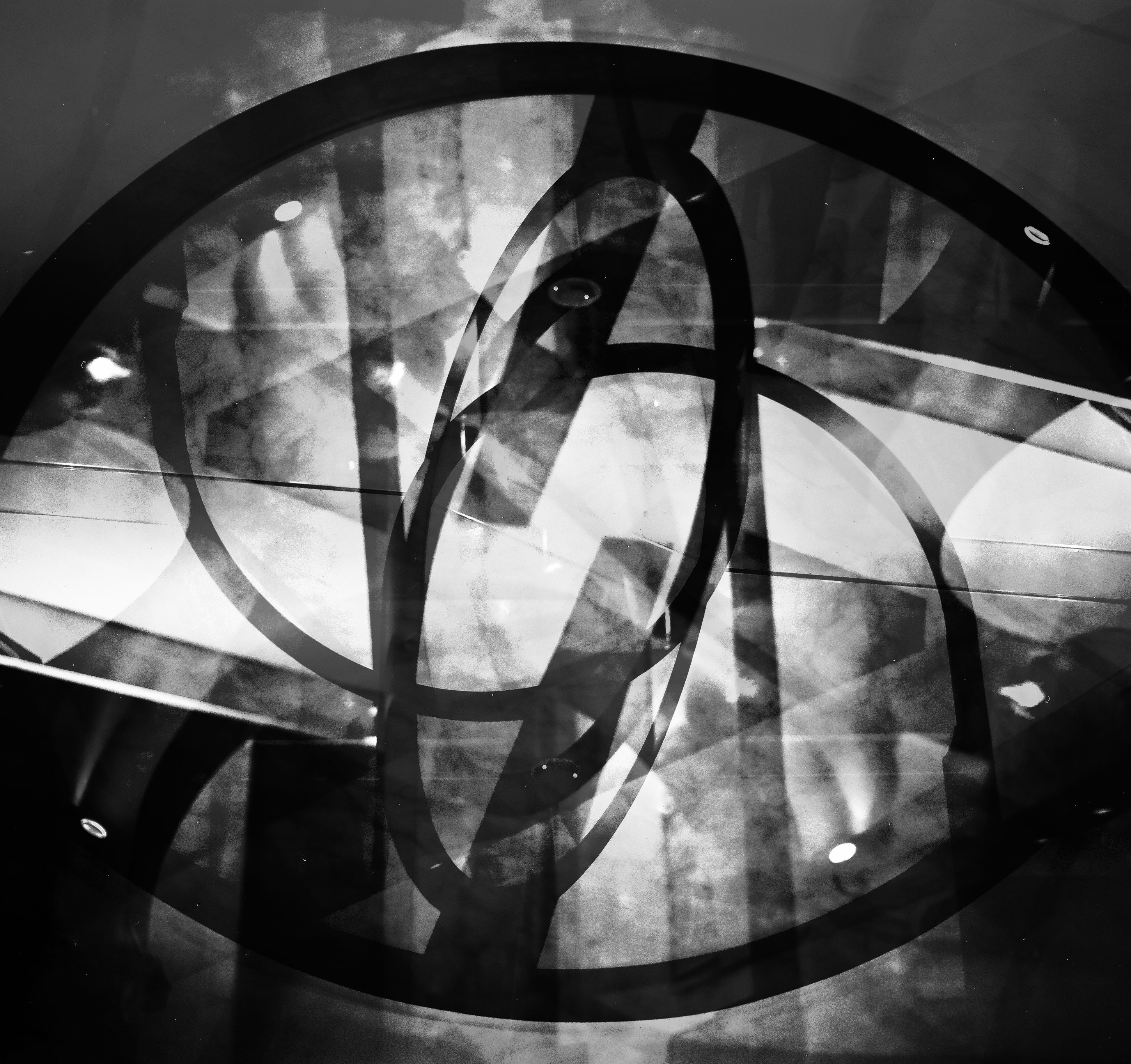 Black and white of abstract geometric background of modern building design located on street in city