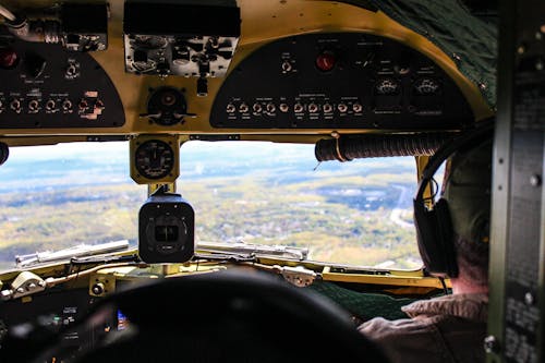 Free View of a Pilot in the Plane Stock Photo
