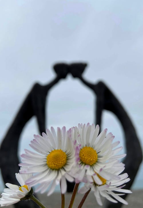 Fleurs En Fleurs Contre Statuette De Couple Amoureux