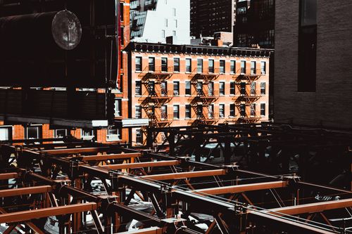Free Modern urban architecture with iconic iron fire escapes in New York City. Stock Photo
