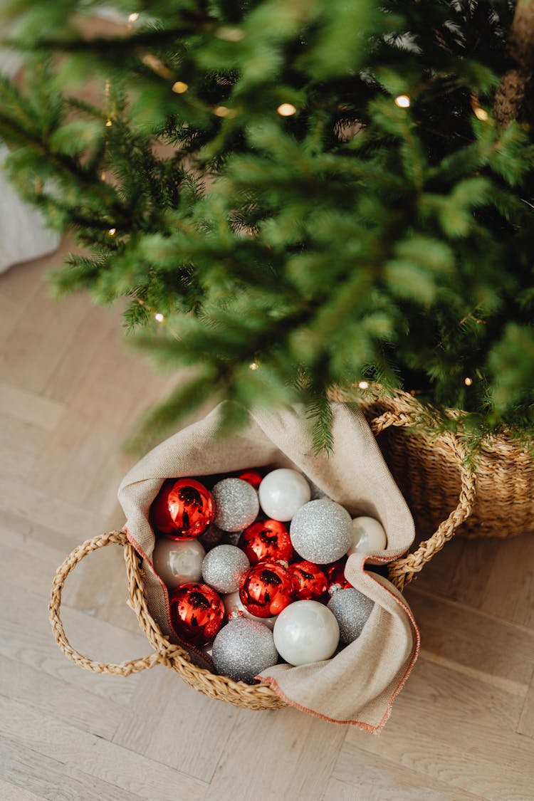 Christmas Tree With Ornaments In Bag